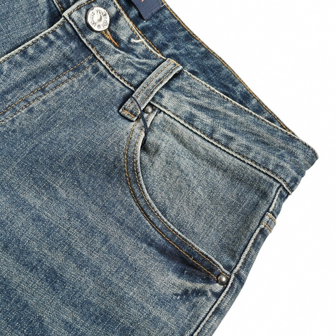 Slim-Fit Washed Denim Jeans with Embroidered Back Detail
