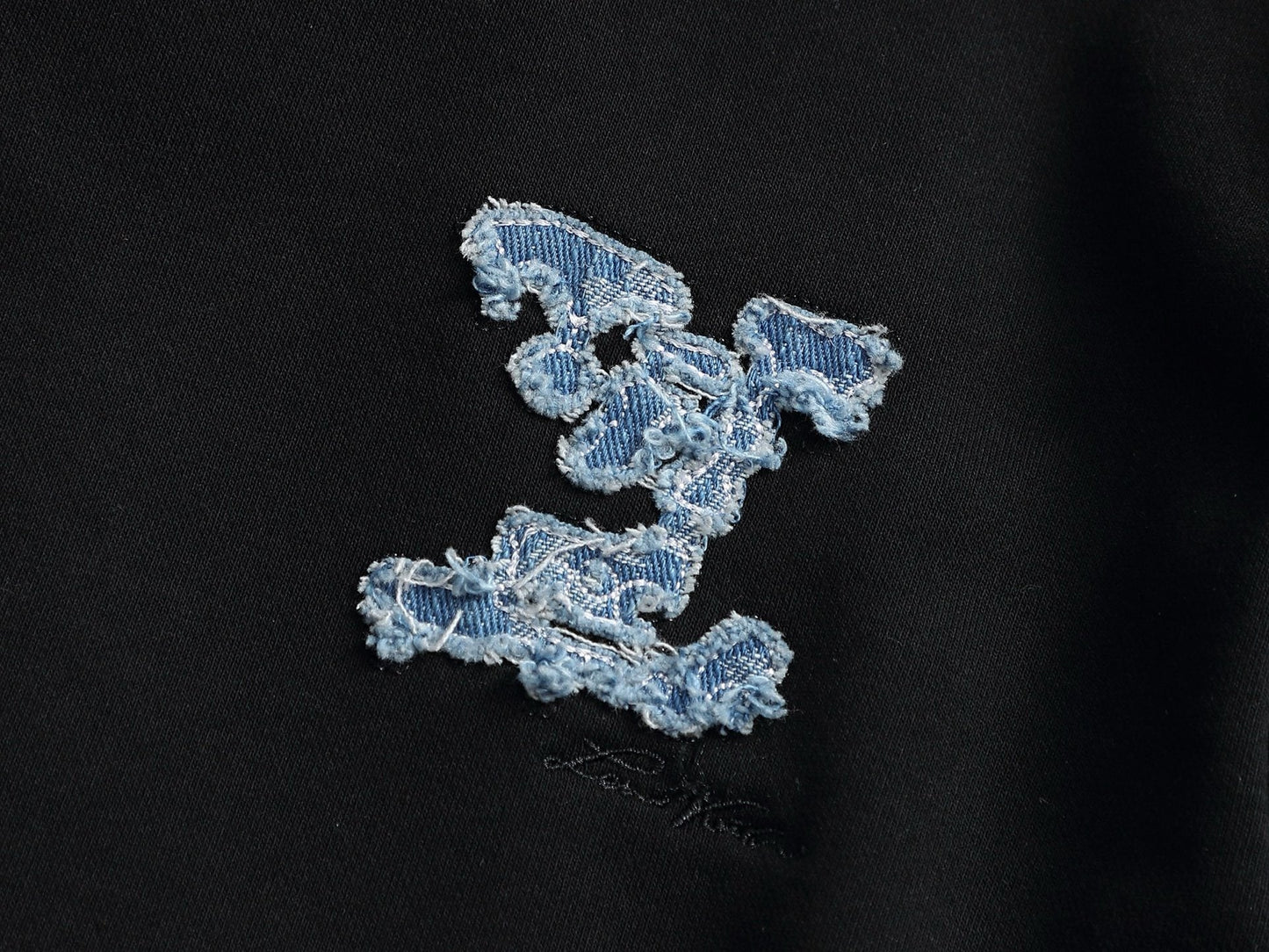 Black Gradient Hoodie with Blue LV Patch