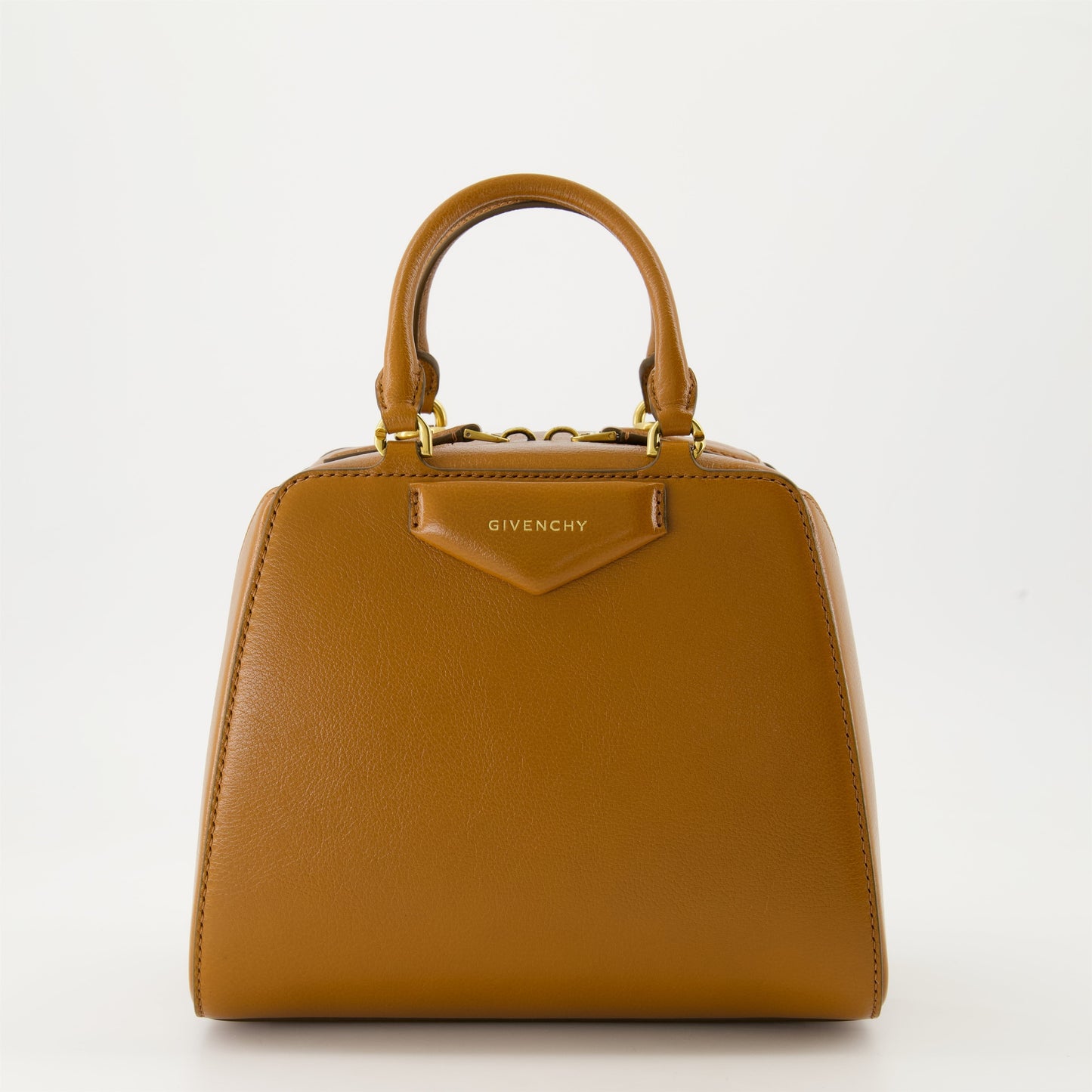 Small Antigona Top Handle Bag in Tan Leather