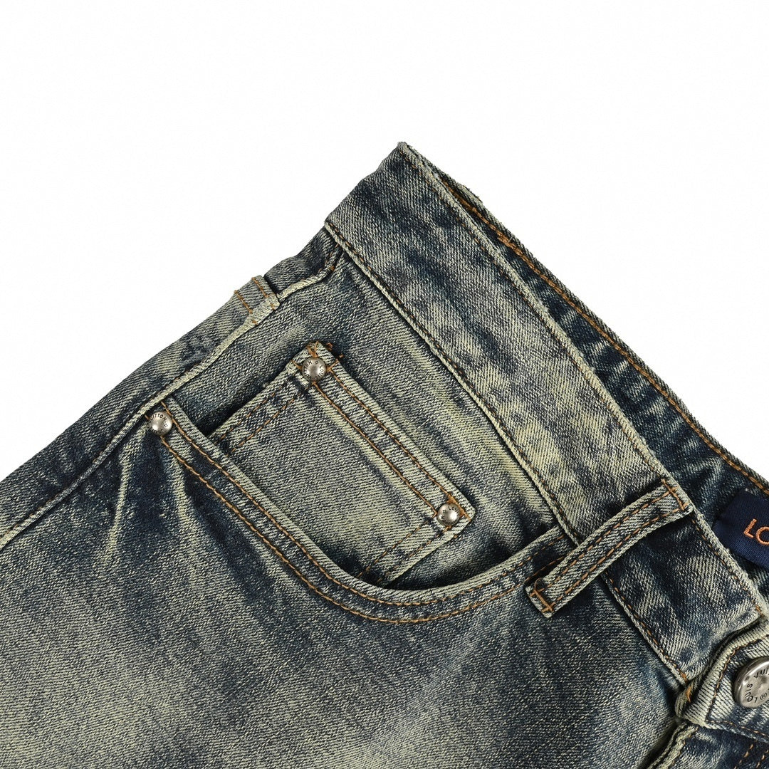 Faded Monogram Detail Slim-Fit Denim Jeans