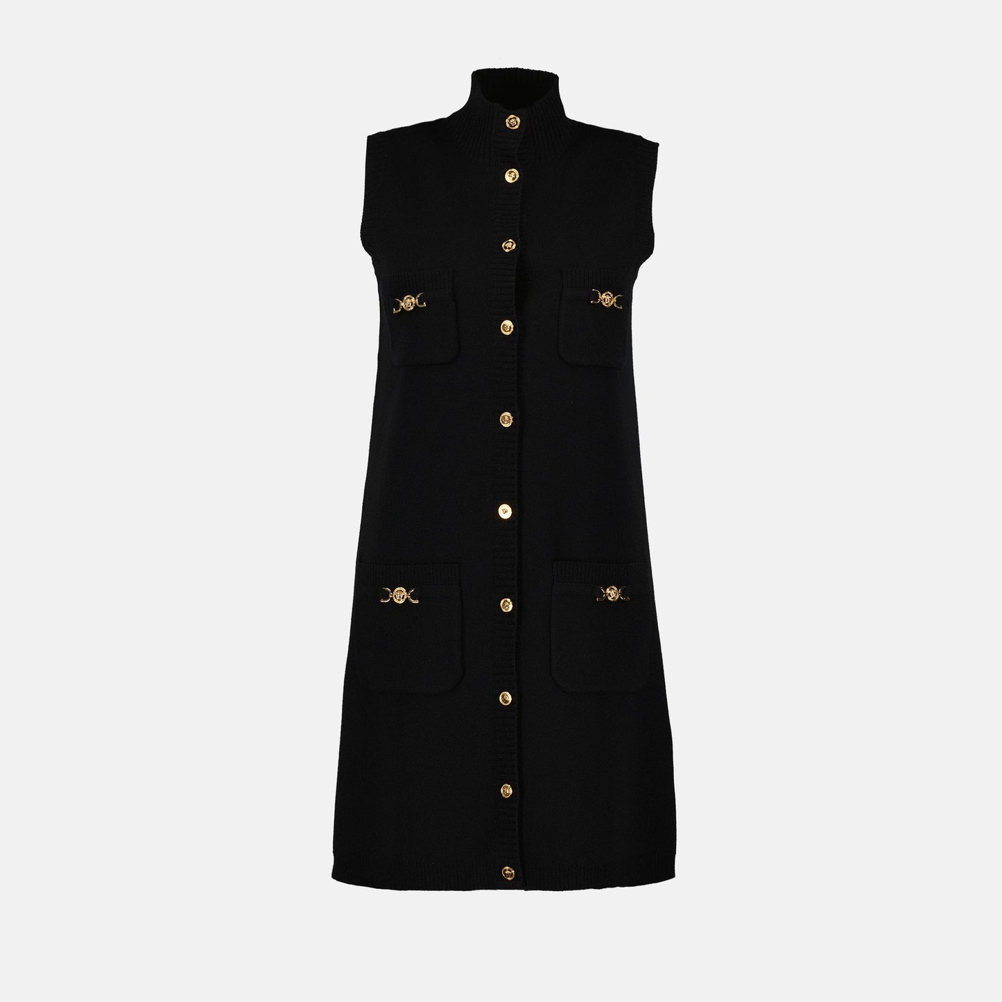 Medusa Button Knit Sleeveless Dress
