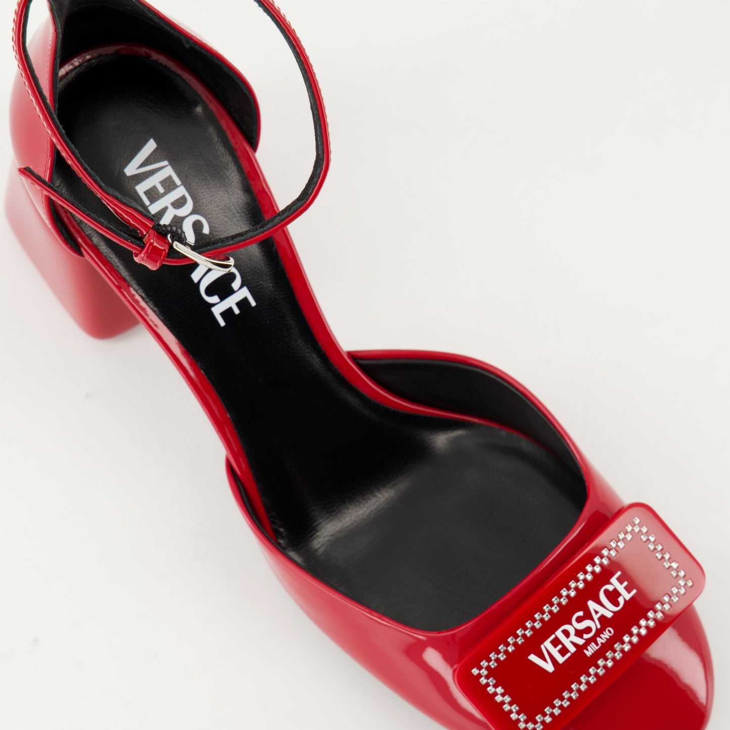 Leather Logo Plaque Ankle-Strap Sandals
