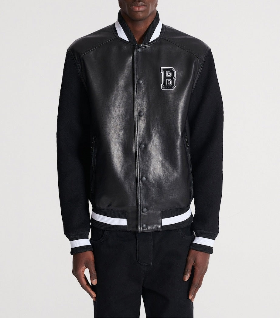 Leather & Wool Varsity Bomber Jacket