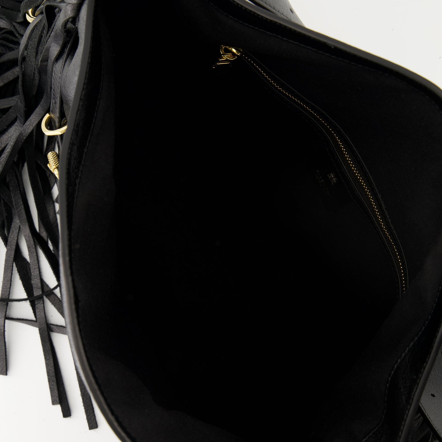 Black Leather Fringe Shoulder Bag