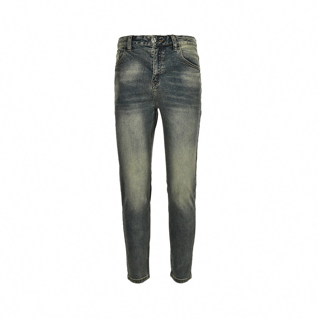 Faded Monogram Detail Slim-Fit Denim Jeans