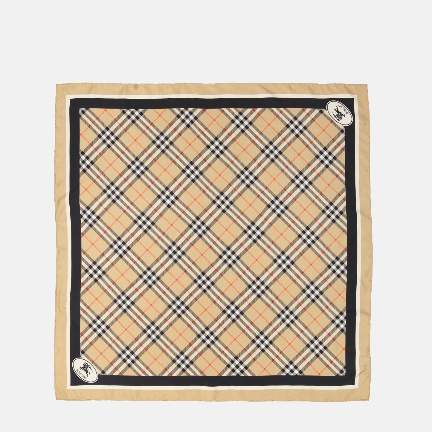 Check Silk Scarf with Contrast Border
