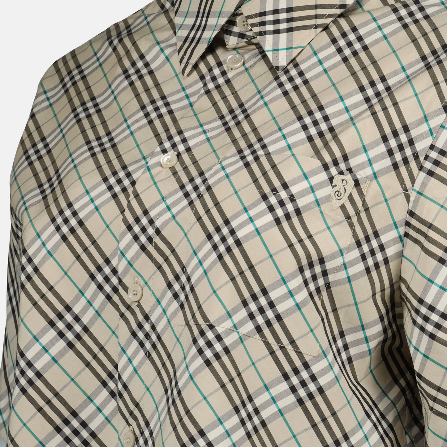 Cropped Short Sleeve Shirt-Ice Blue