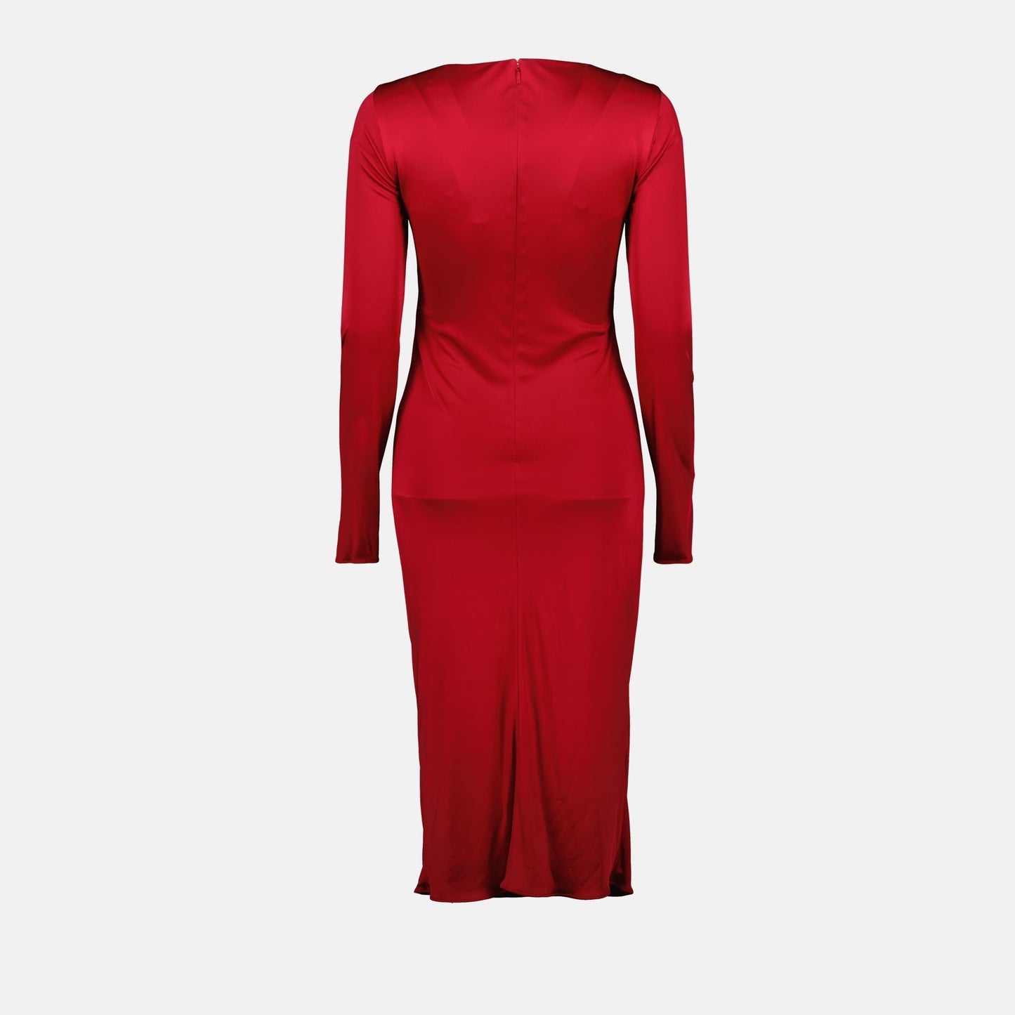 Ruched Midi Dress with Crystal Accent