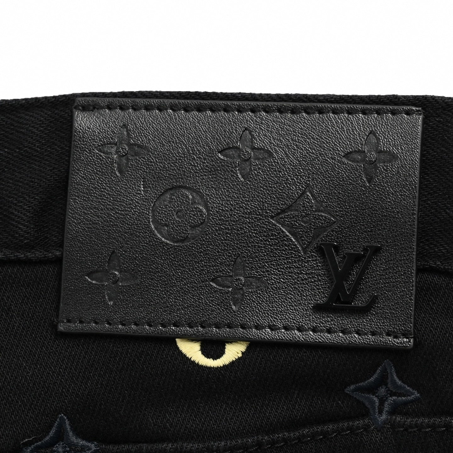 Black Slim-Fit Denim Jeans with Monogram Details