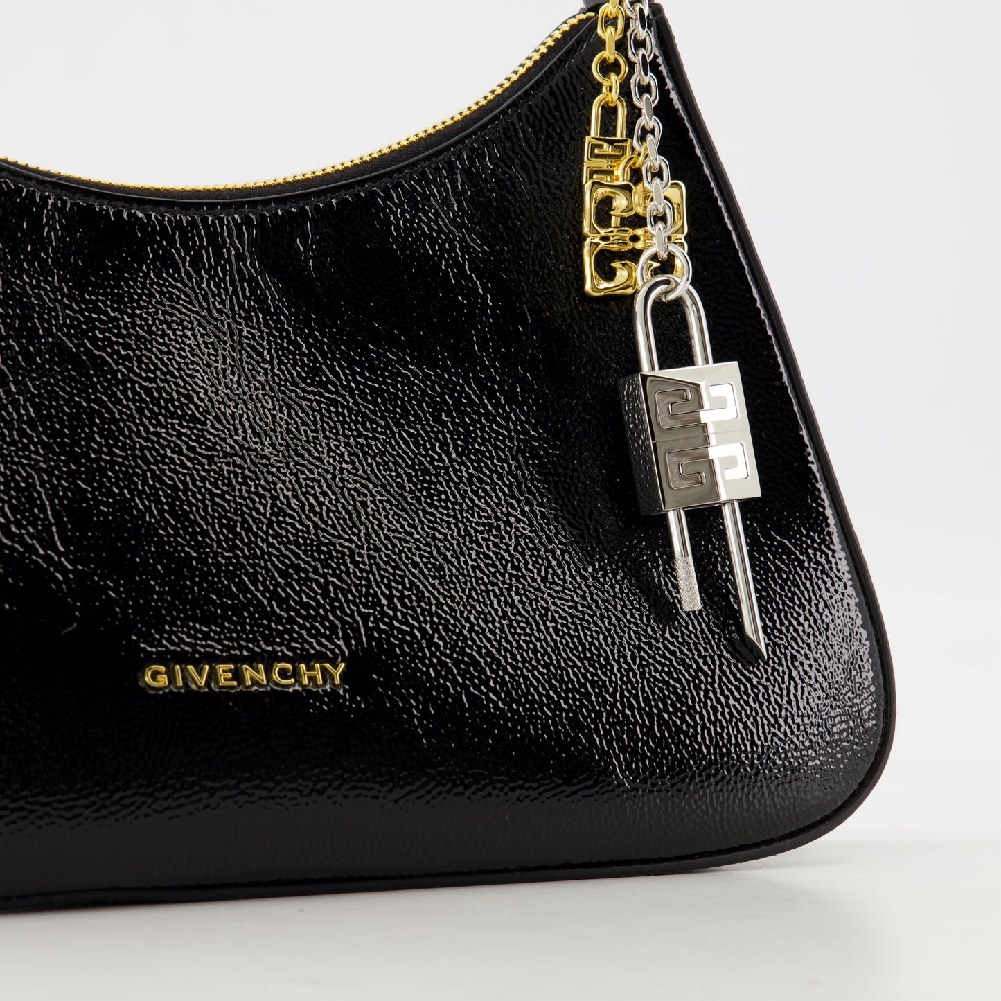 Black Patent Leather Mini Shoulder Bag with 4G Charms