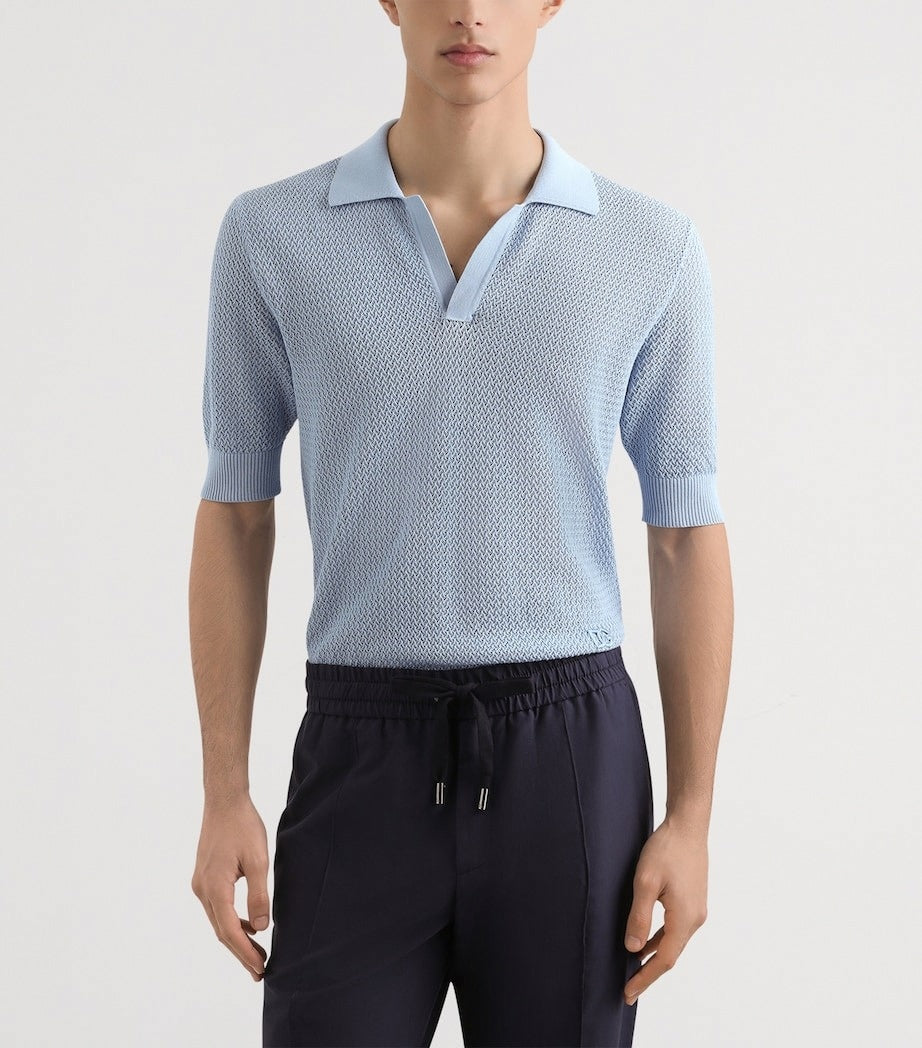 Textured Cotton Polo Shirt