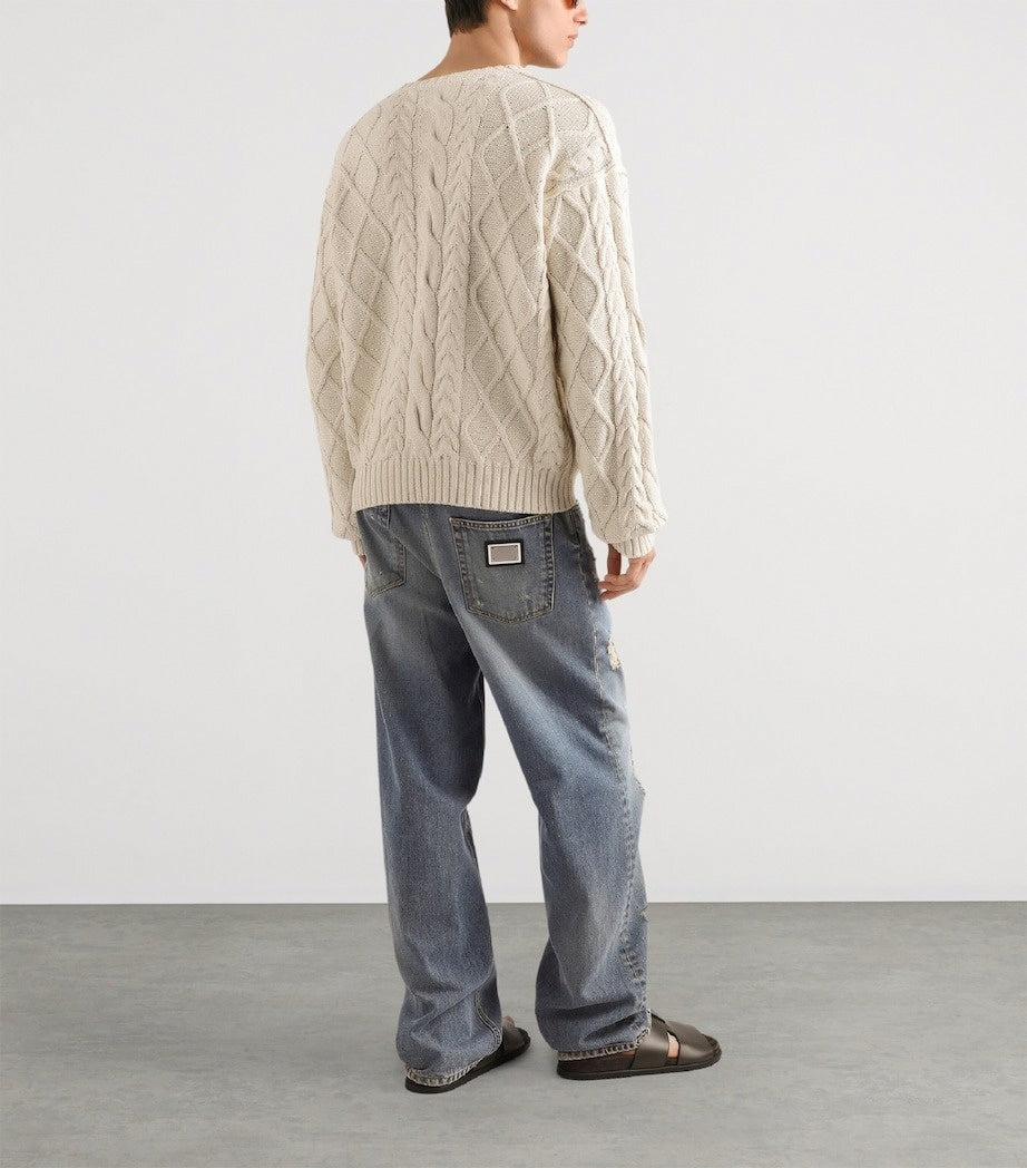 DG Distressed Straight-Leg Jeans