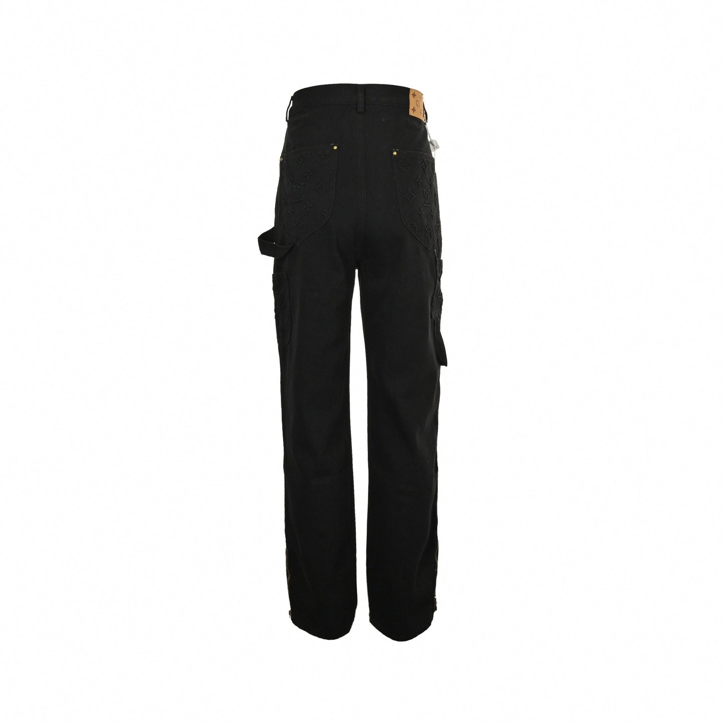 Black Monogram Embossed Utility Denim Pants