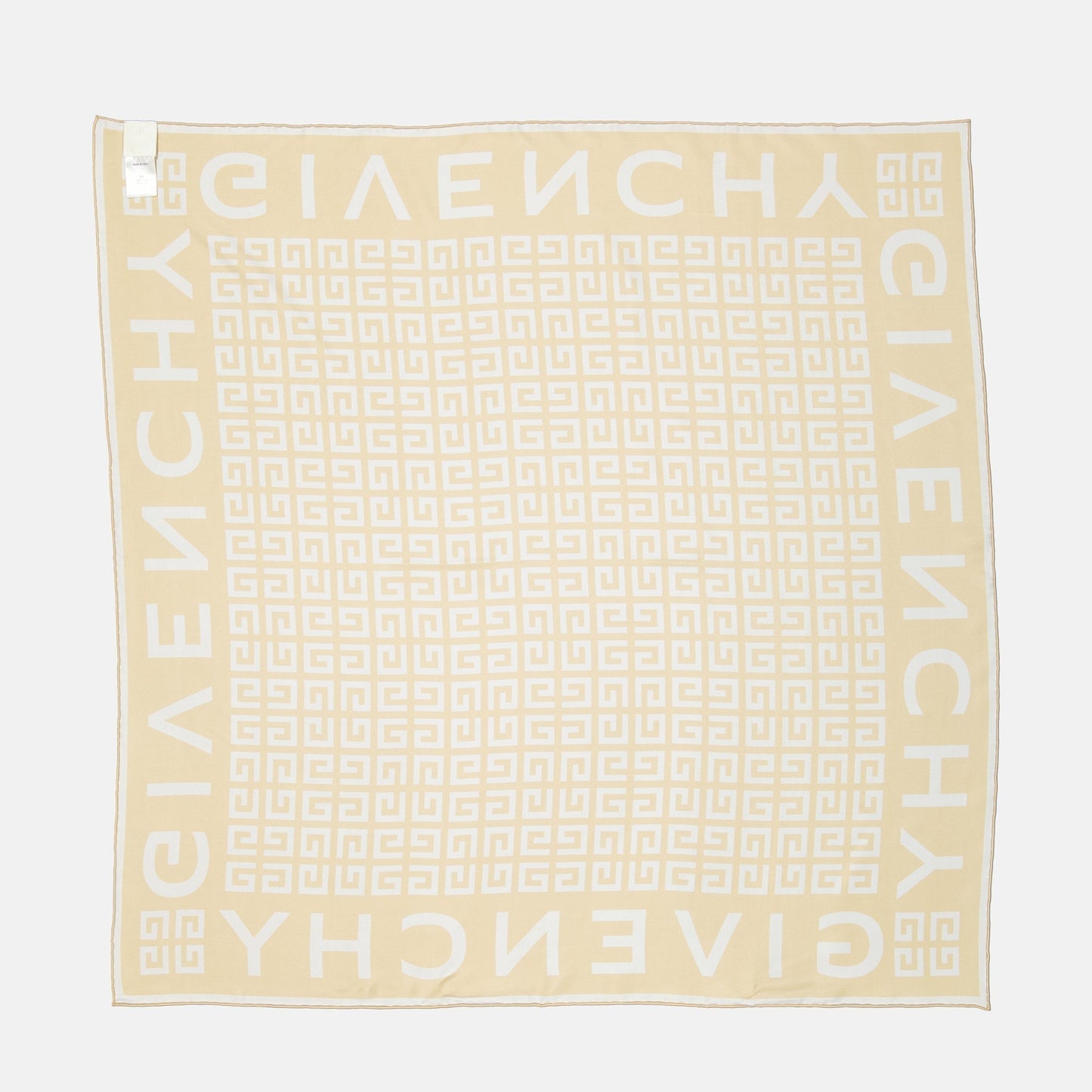 Monogram Border Scarf – Cream & White