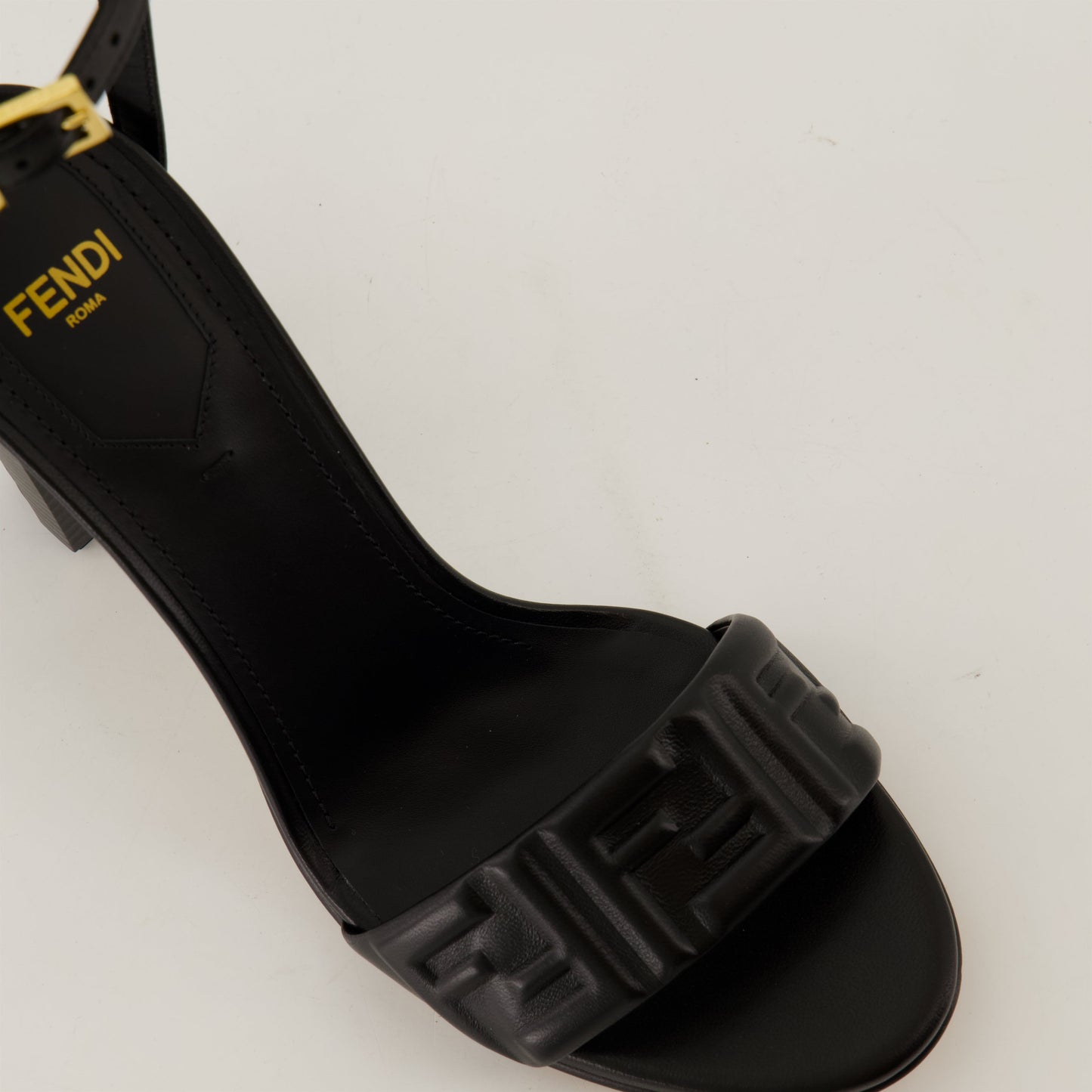 Embossed Black Leather Sandals