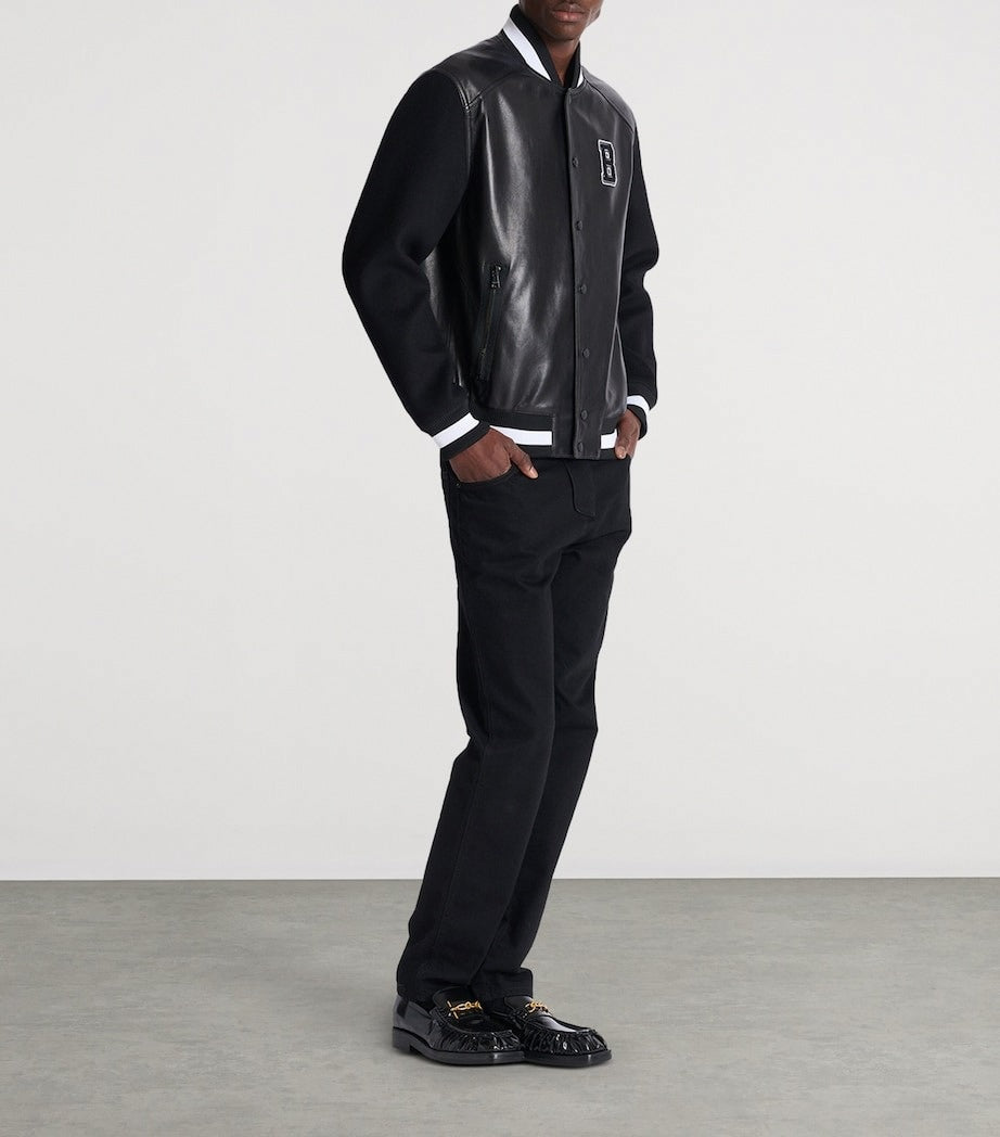 Leather & Wool Varsity Bomber Jacket