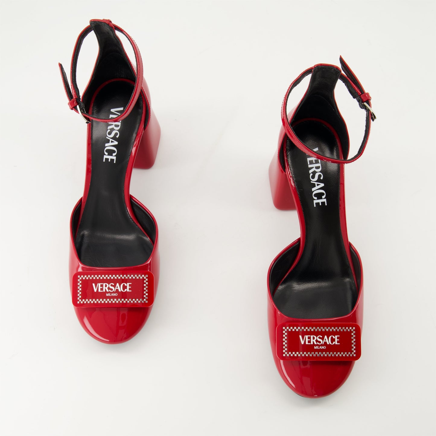 Leather Logo Plaque Ankle-Strap Sandals