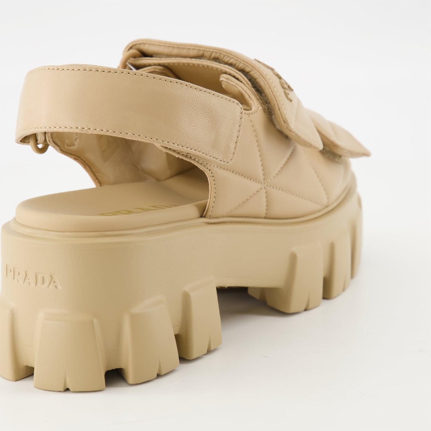 Quilted Platform Sandals-Beige