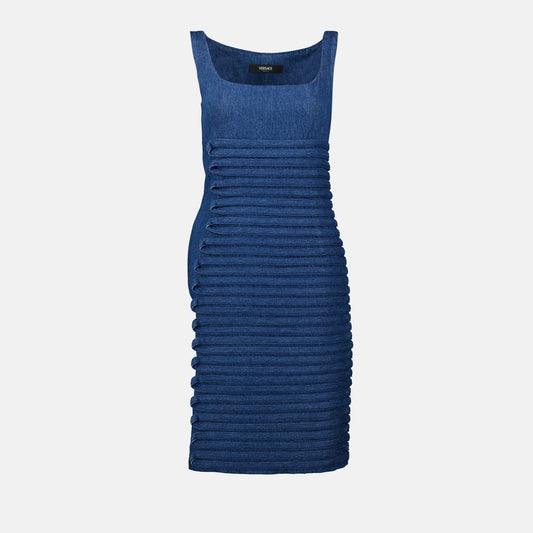 Ruched Denim Midi Dress
