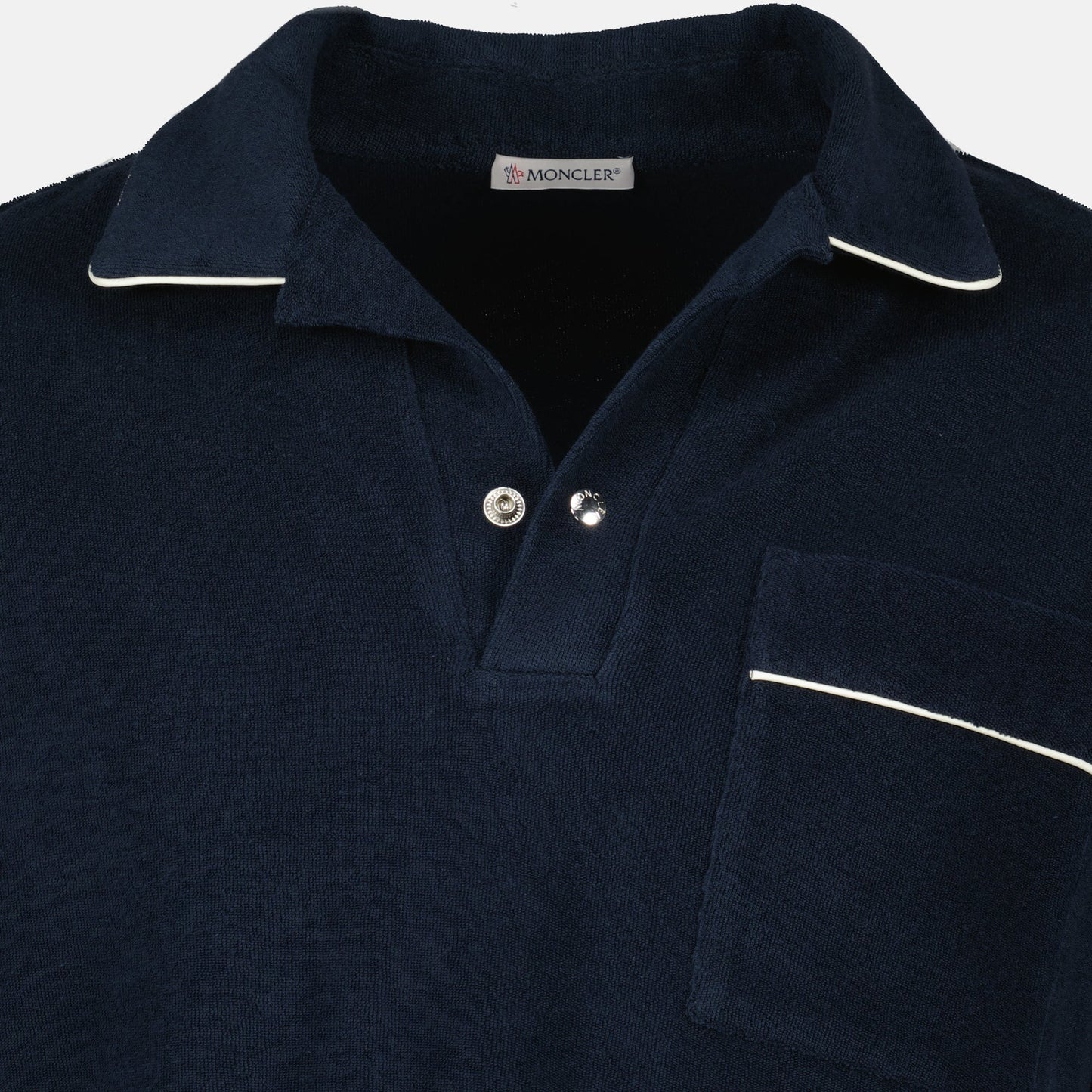 Navy Towelling Polo with Contrast Trim