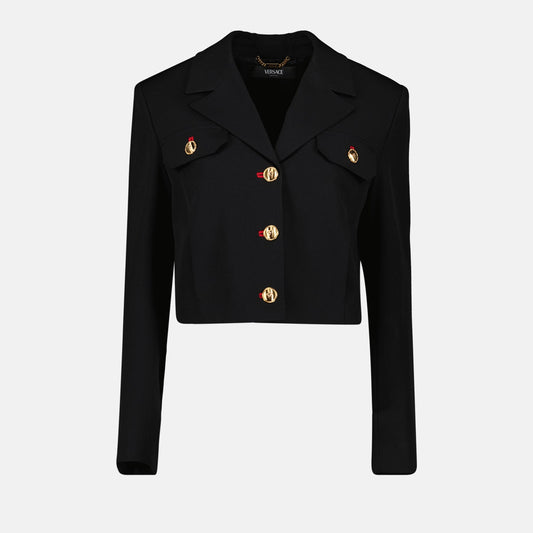 Cropped Medusa Button Tailored Jacket