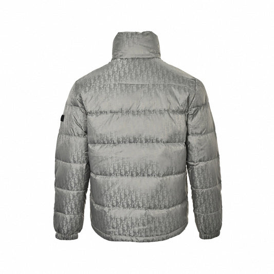 Oblique Down Puffer Jacket – Grey Technical Jacquard Edition
