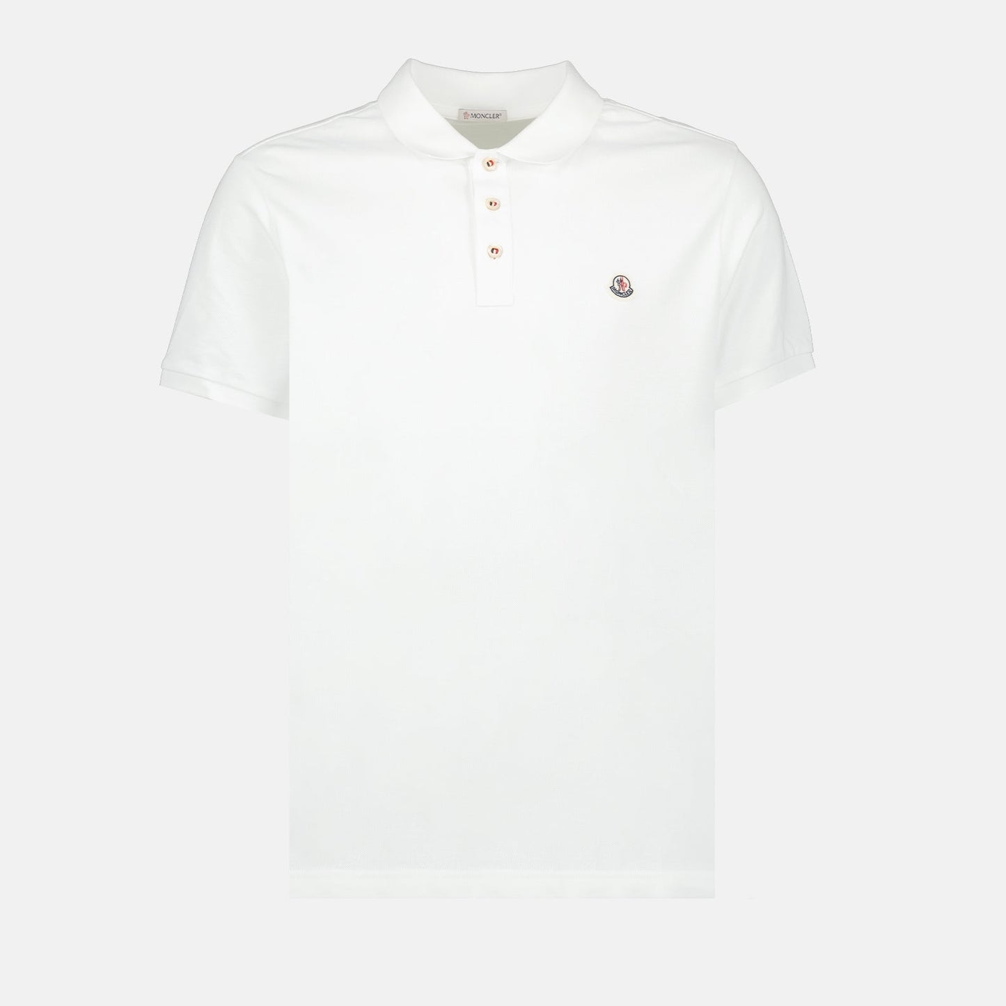 White Polo Shirt with Signature Button Detail