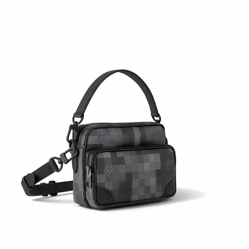 Damier Graphite Multi-Pocket Crossbody Bag (Black/Grey)