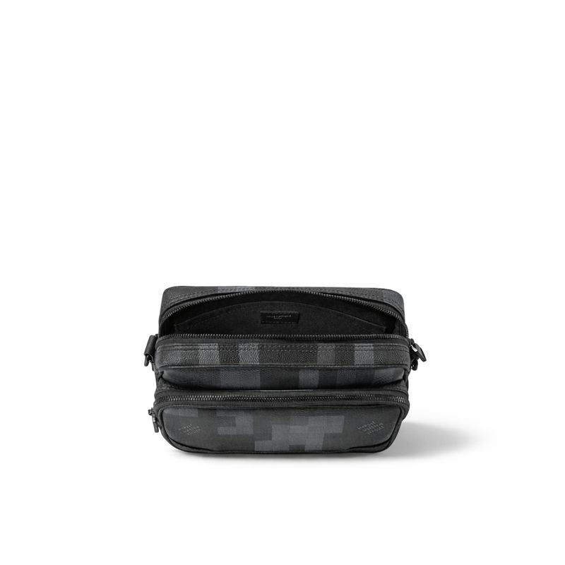 Damier Graphite Multi-Pocket Crossbody Bag (Black/Grey)