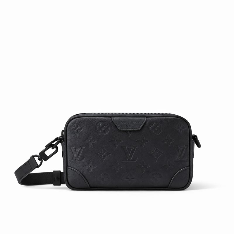 Monogram Embossed Leather Mini Pochette / Crossbody (All Black)