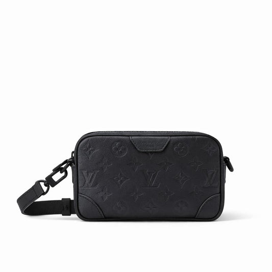 Monogram Embossed Leather Mini Pochette / Crossbody (All Black)