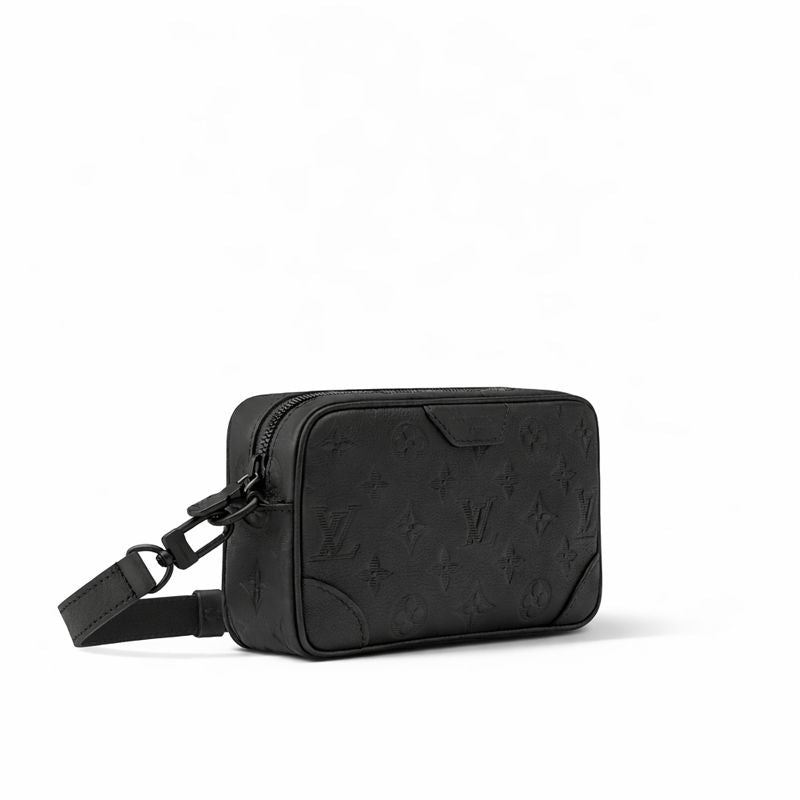 Monogram Embossed Leather Mini Pochette / Crossbody (All Black)