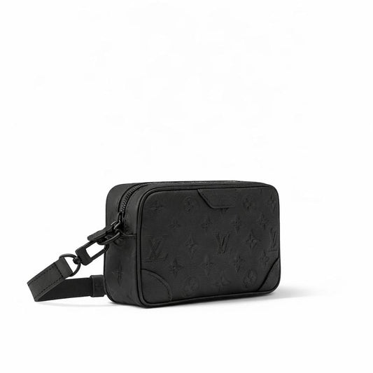 Monogram Embossed Leather Mini Pochette / Crossbody (All Black)