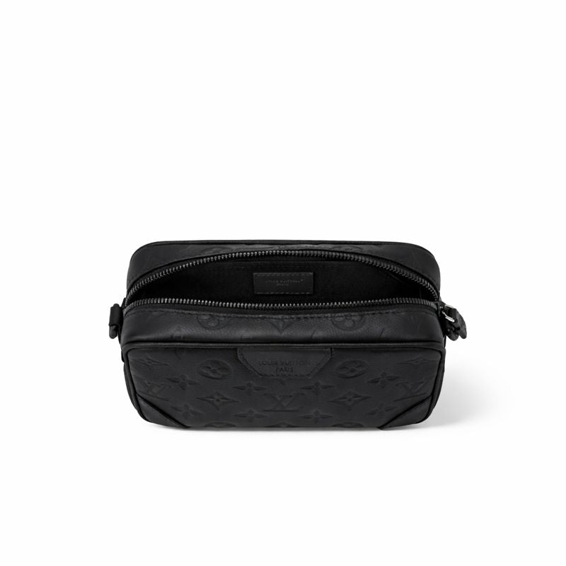 Monogram Embossed Leather Mini Pochette / Crossbody (All Black)