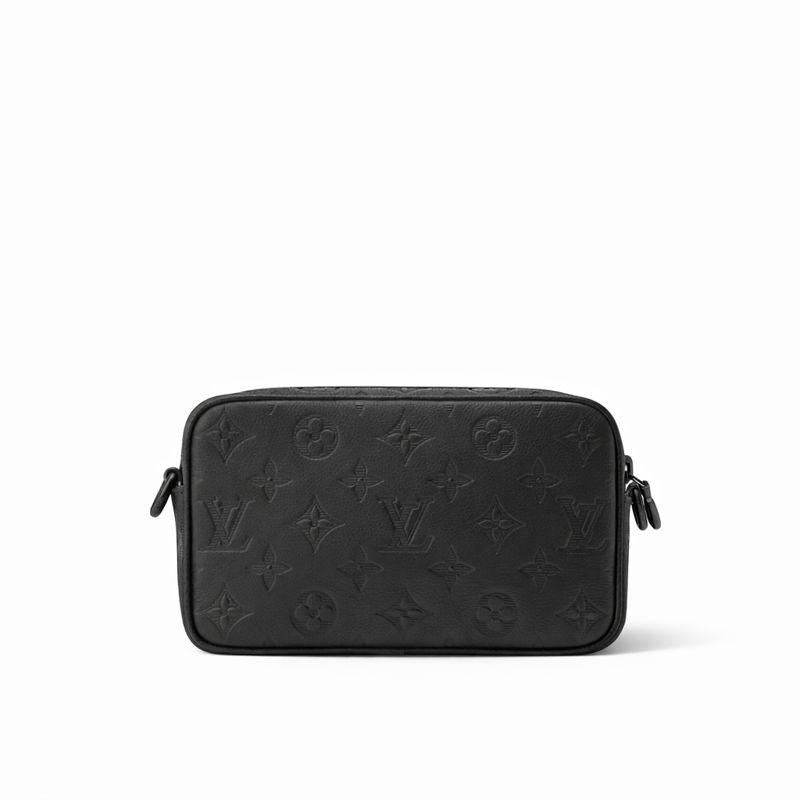 Monogram Embossed Leather Mini Pochette / Crossbody (All Black)