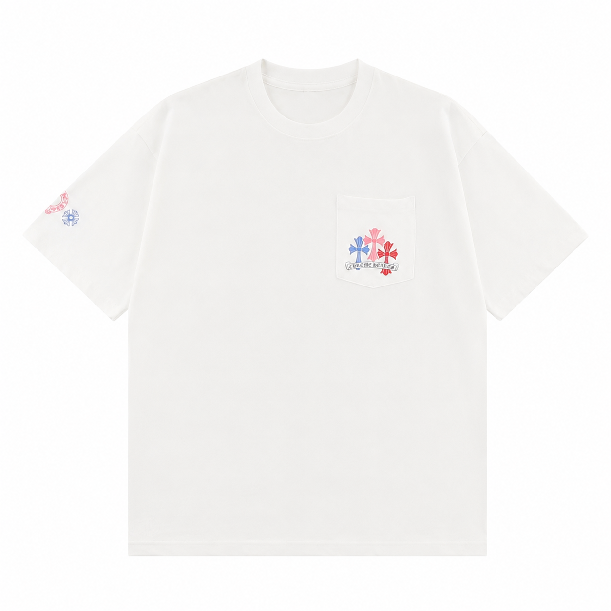 Hearts Floral Cross White T-Shirt