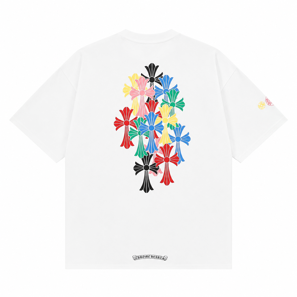 Hearts Floral Cross White T-Shirt
