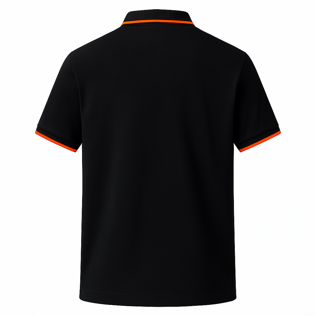 Hermès Black Polo Shirt with Orange Contrast Trim and H Logo