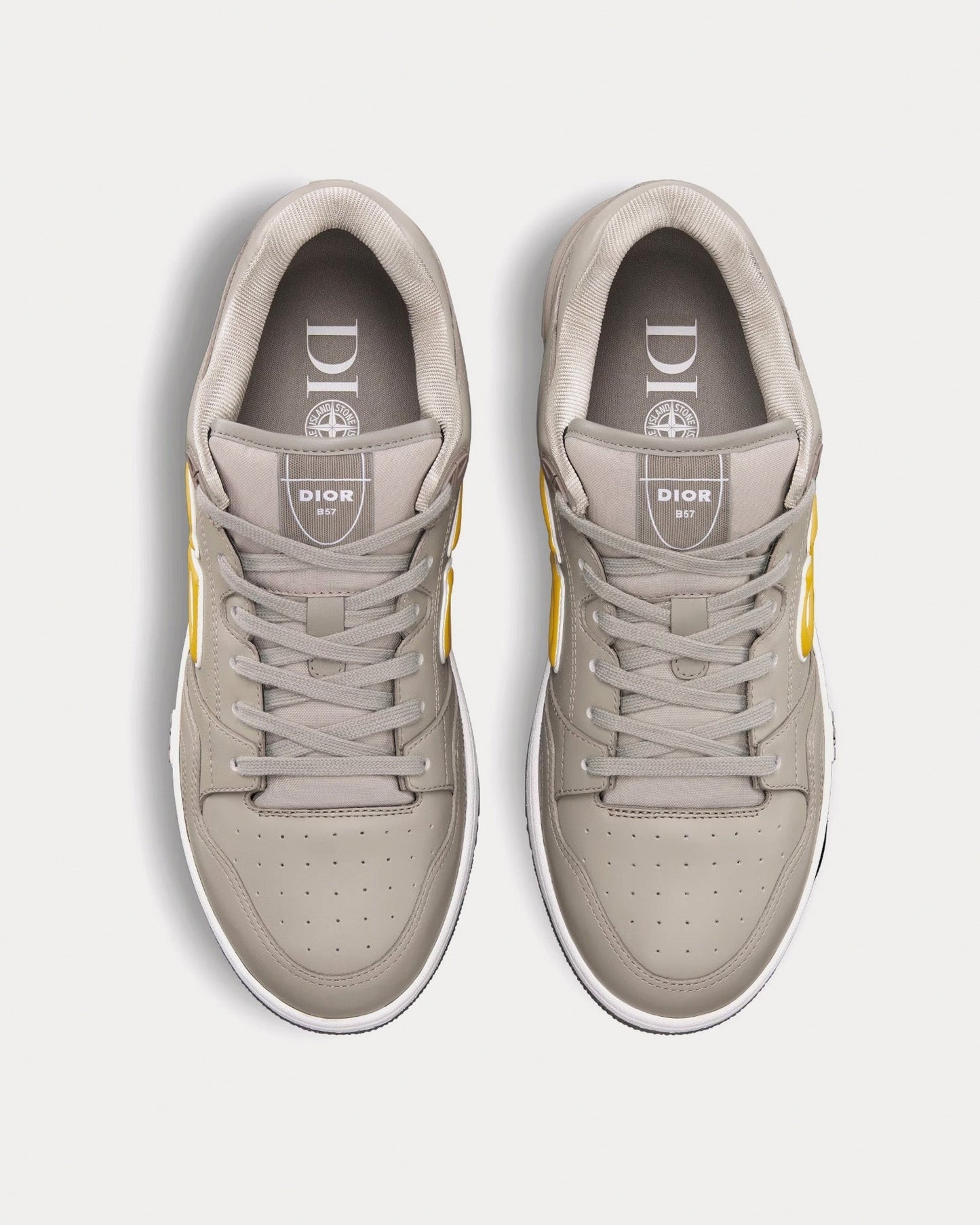B57 Low-Top Sneakers in Taupe with Yellow CD Signature