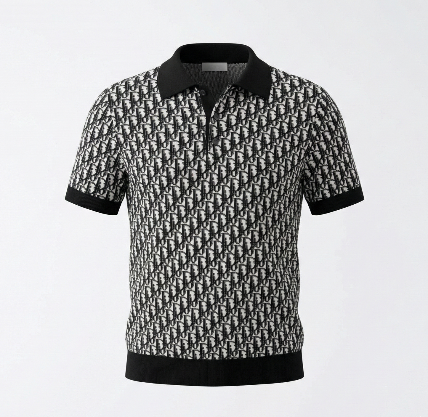 Oblique Wool Knit Polo Shirt – Black & Grey