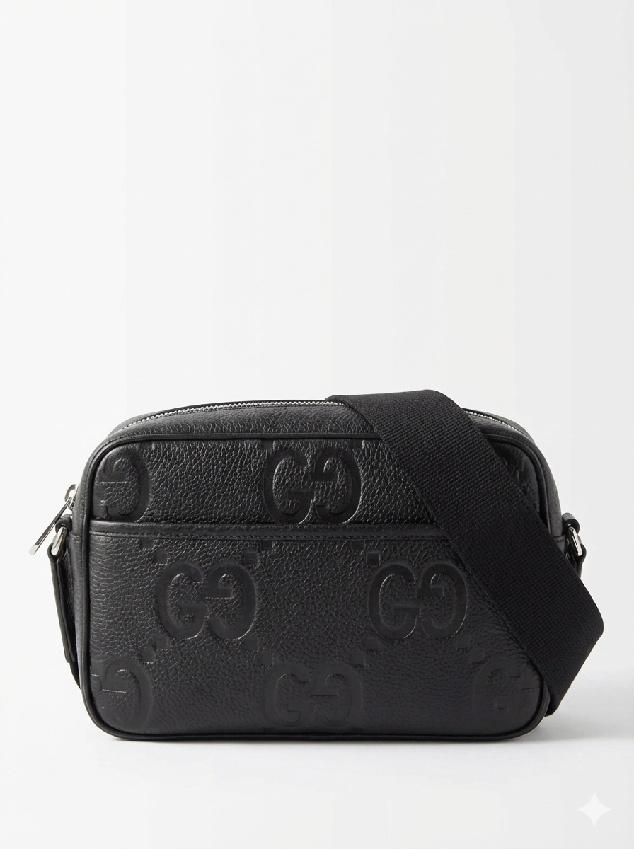 Jumbo Leather Crossbody Bag Black