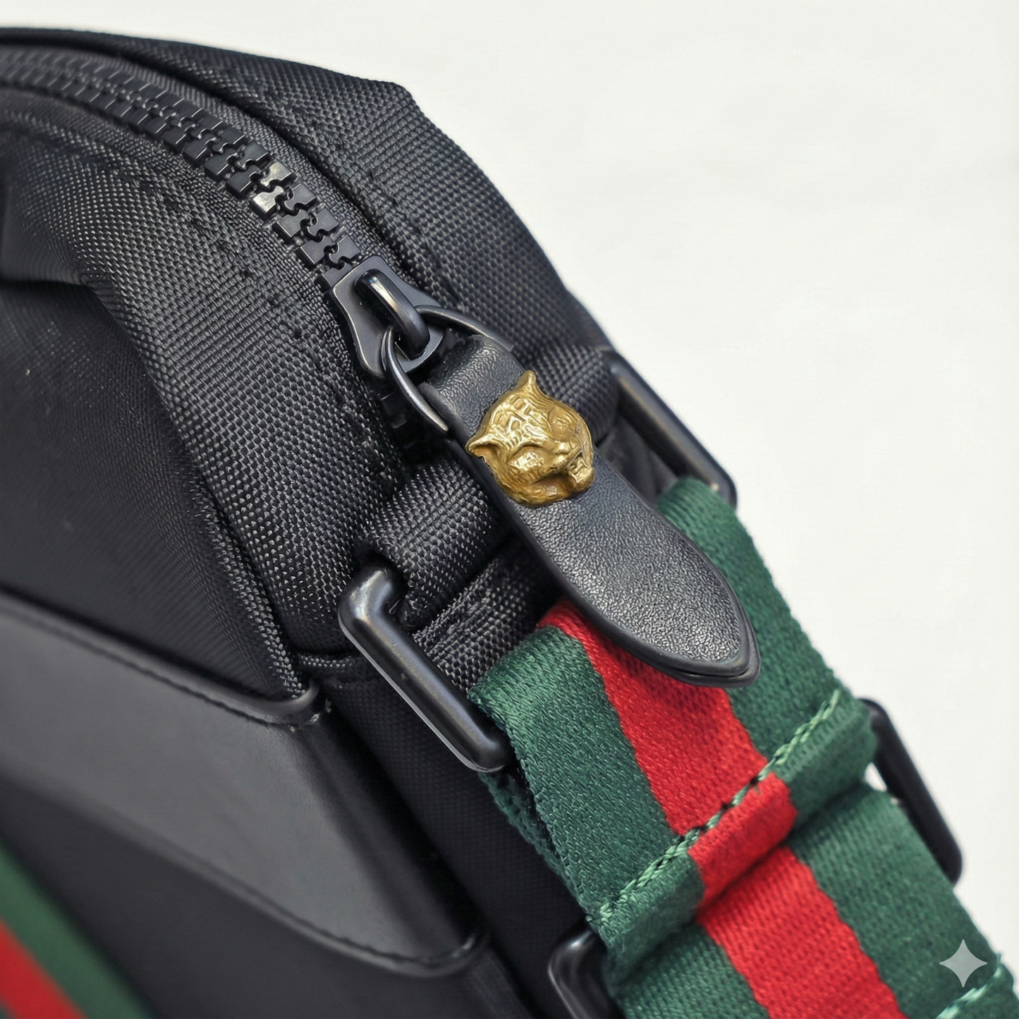 Tiger Embroidered Leather Crossbody Bag