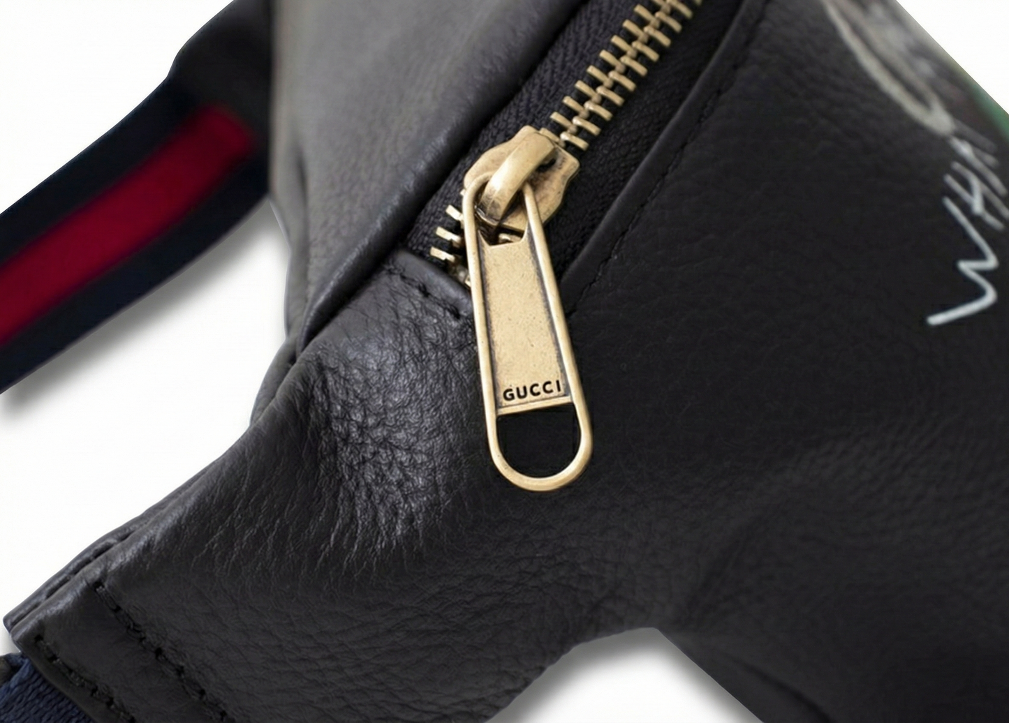 Logo Graffiti Leather Belt Bag