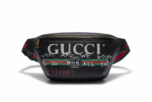 Logo Graffiti Leather Belt Bag