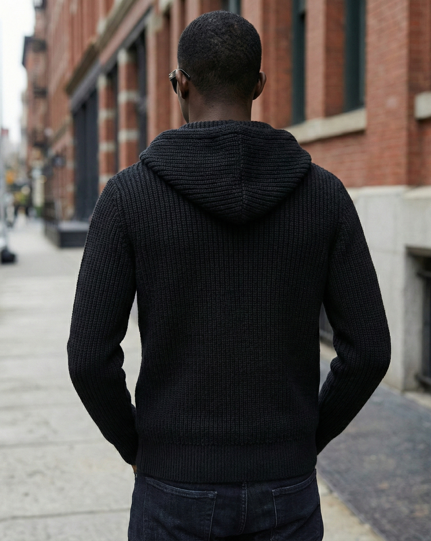 Ribbed Wool Zip Hoodie