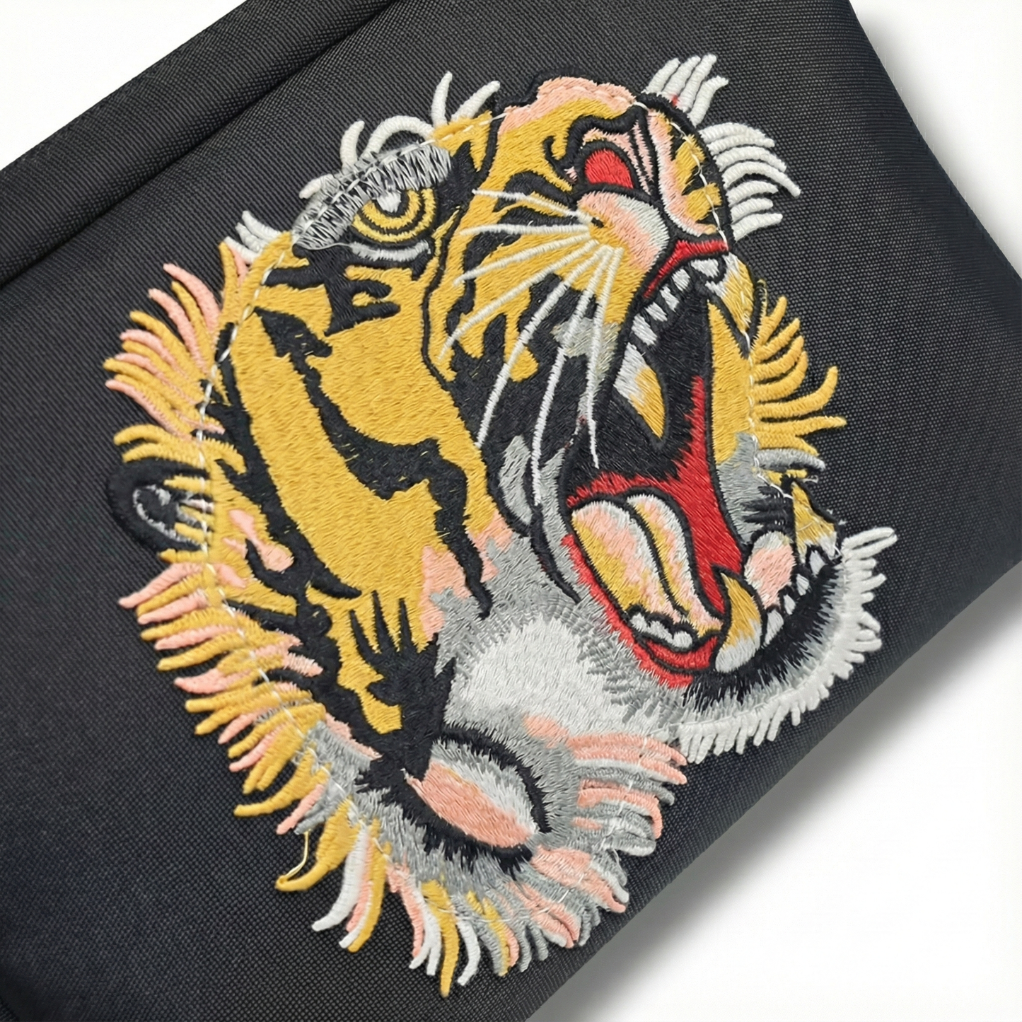 Tiger Embroidered Leather Crossbody Bag