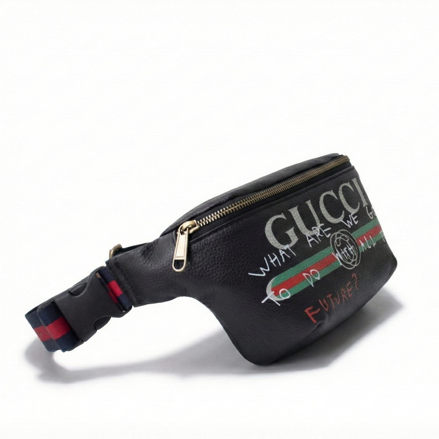Logo Graffiti Leather Belt Bag