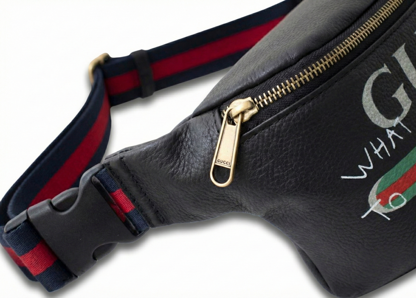 Logo Graffiti Leather Belt Bag