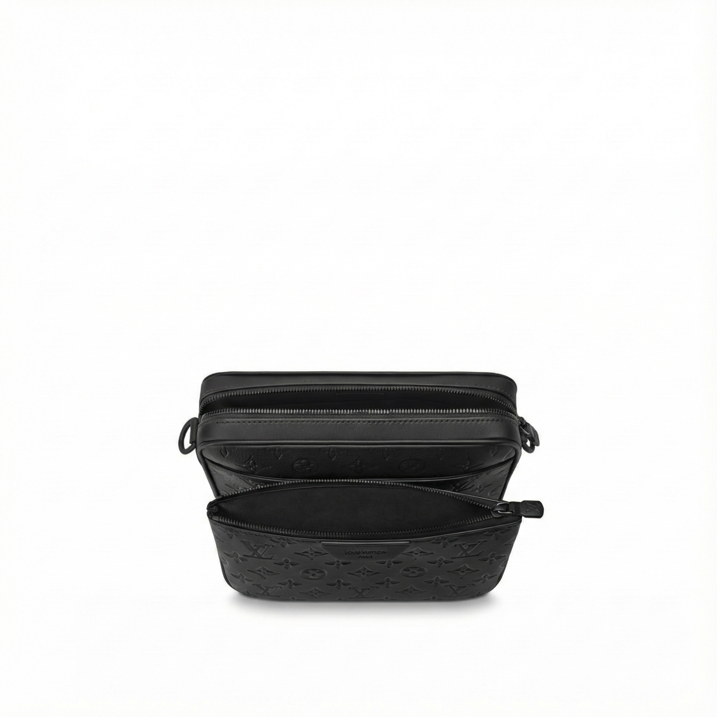 Monogram Embossed Leather Trio Messenger Bag(Black)