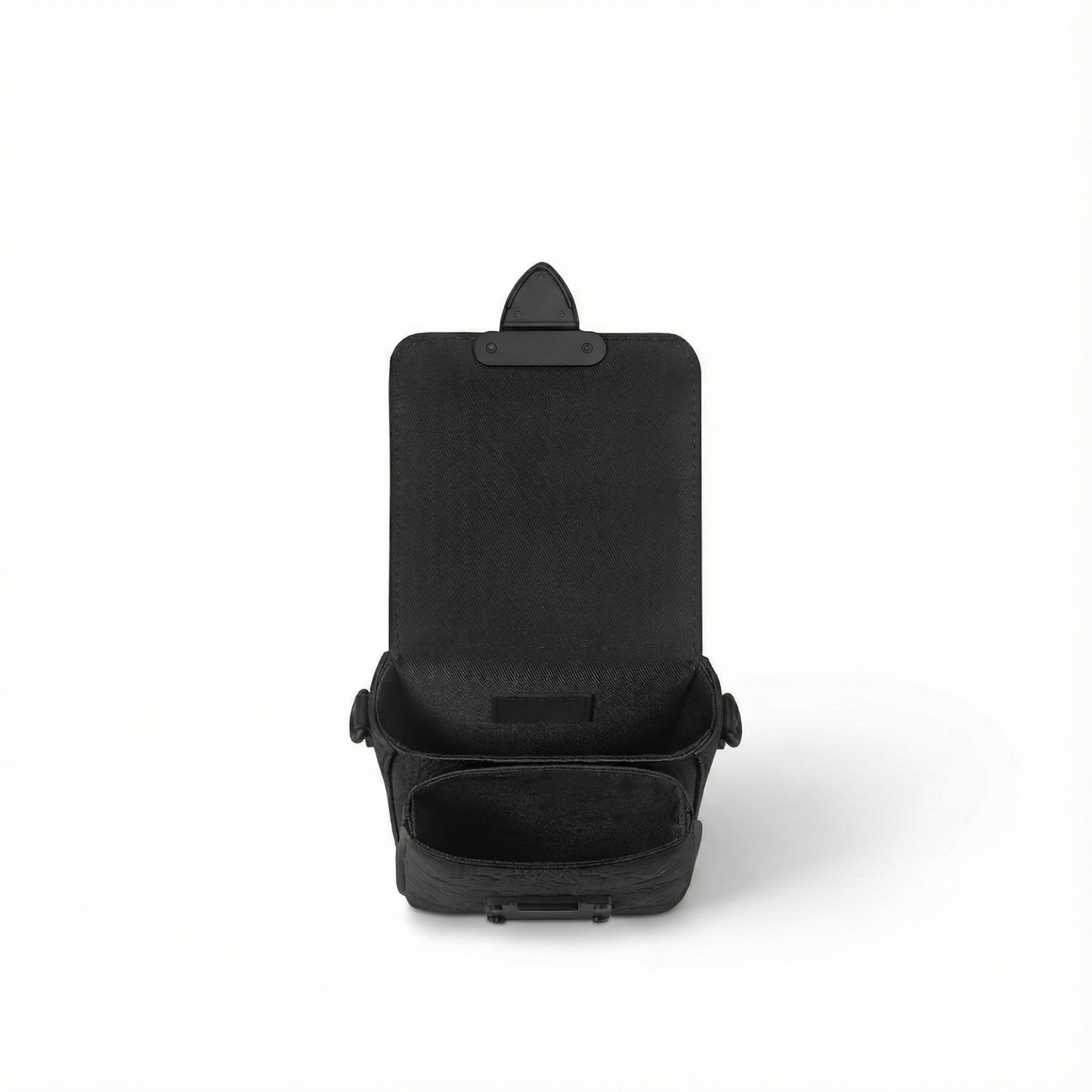 Monogram Embossed Leather Mini Utility Crossbody (All Black)